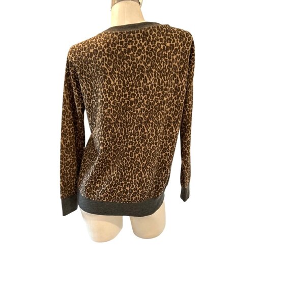 SPLENDID Women’s Leopard Print Pullover Sweatshirt Size S 95% Polyester 5% Elast - Picture 3 of 10